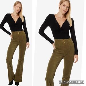 Free People, Size 32, Jayde Flare Cords, High Rise, Fir Green, New with Tags.